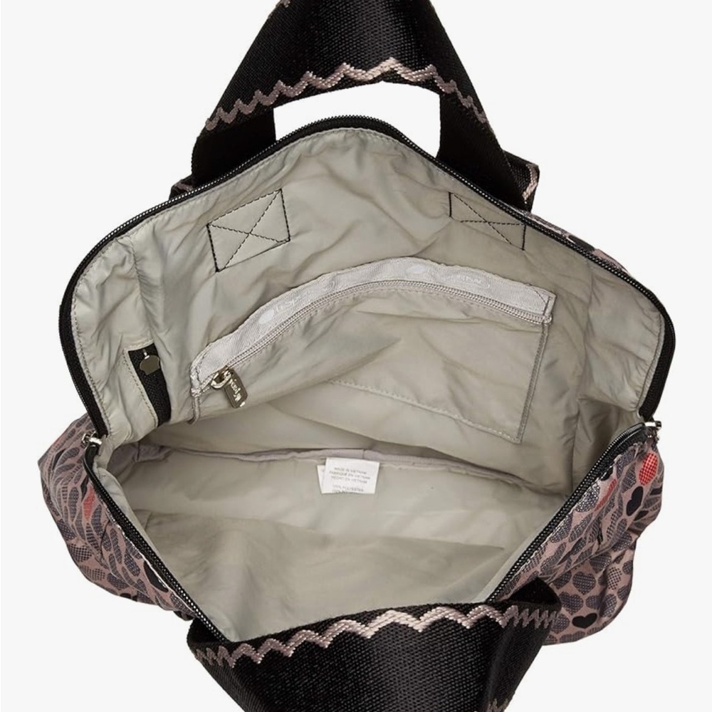 LeSportsac Heart Pattern Backpack - Black and Gray with red accents. - Picture 10 of 10